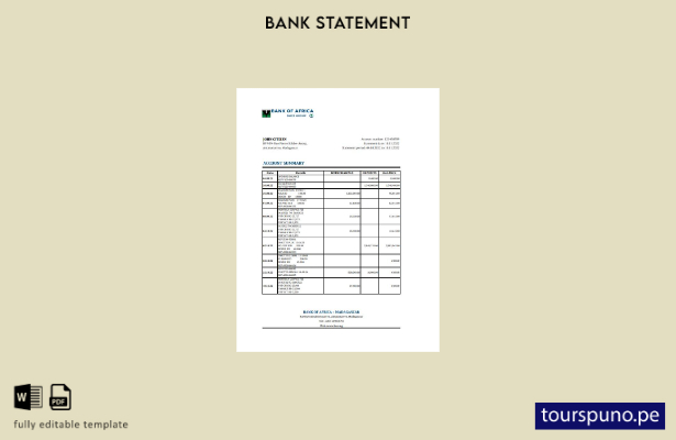 listo para imprimir plantilla de Excel de extracto bancario del Banco de Áfric 3